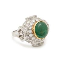 PLATINUM, DIAMOND, AND EMERALD RING