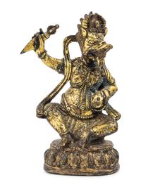 Three Tibetan Gilt Bronze Figures of Guardians