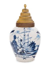 A Delft Blue and White Tobacco Jar