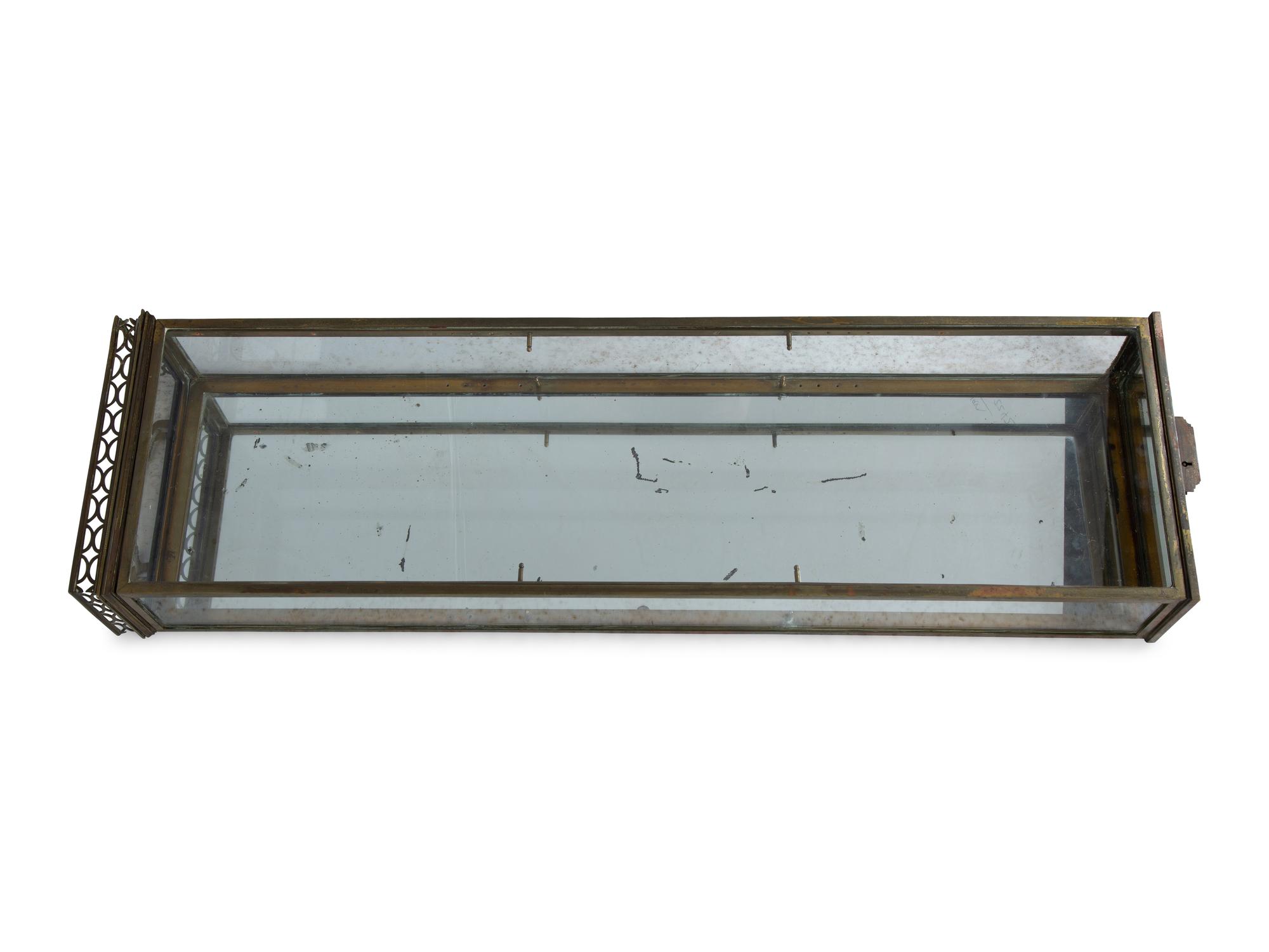 A Pair of Bronze and Glass Hanging Vitrines