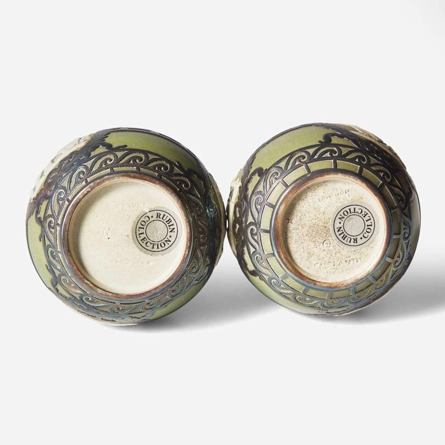 A Pair of Wedgwood Silver Overlay Jasperware Vases UK, circa 1900