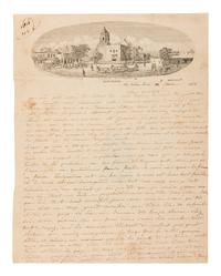 [TEXAS PICTORIAL LETTERSHEET]. THIELEPAPE, Wilhelm Carl August (1814-1904), lithographer. Main Plaza. San Antonio, Texas. San Antonio: W. C. A. Thielpape, [ca 1855].