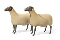 Francoise-Xavier Lalanne, (French, 1927-2008), Moutons de Pierre, (a pair of sheep) circa 1979