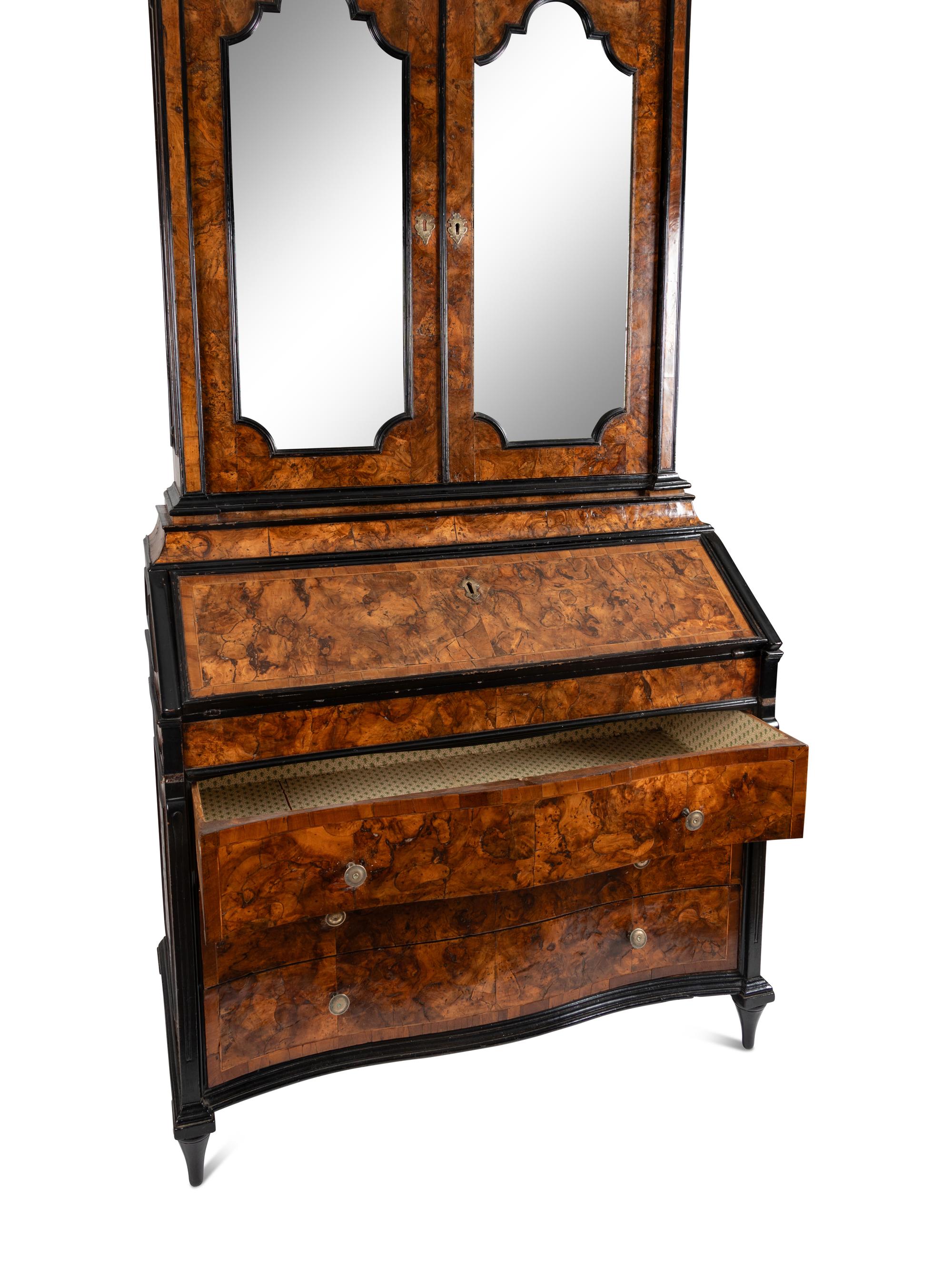 A North Italian Part Ebonized Olivewood Bureau Cabinet