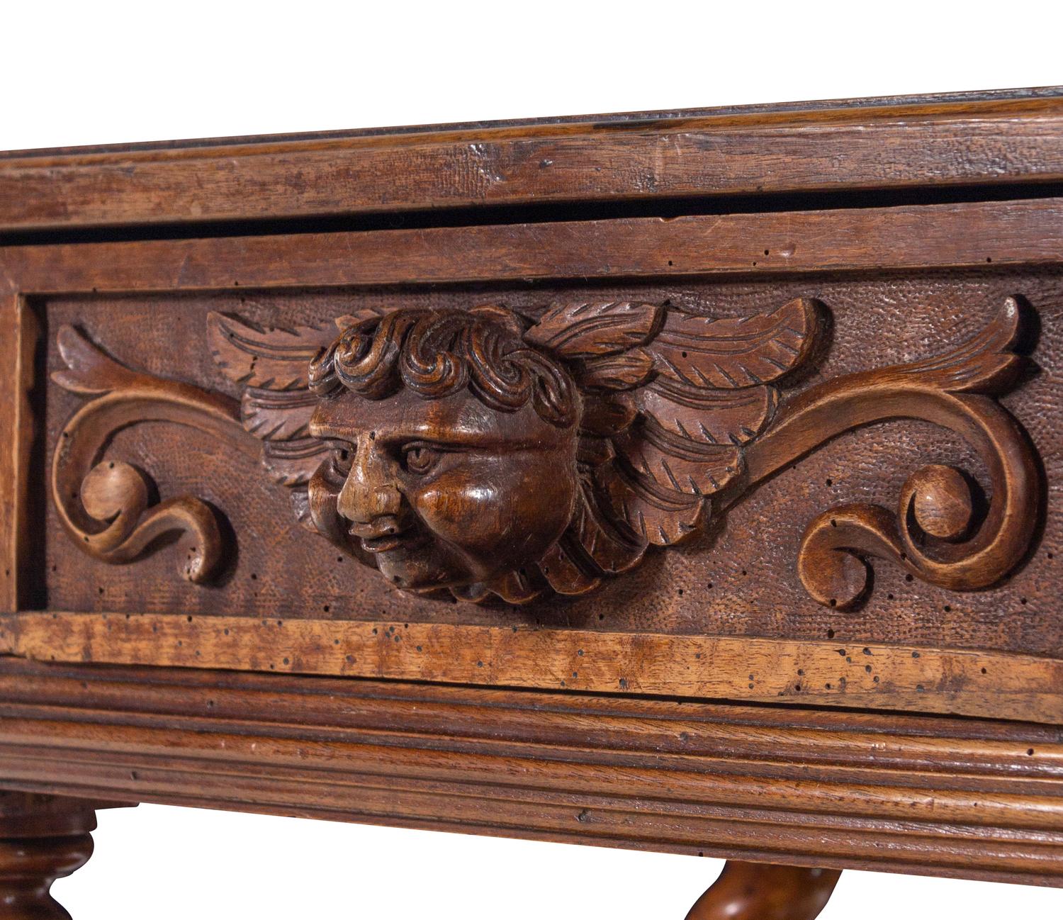 A William and Mary Style Carved Walnut Pedestal Table