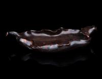 A Large Carved Rosewood Leaf-Form Tray