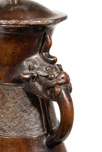 A Japanese Bronzed Metal Vase Mounted as a Lamp