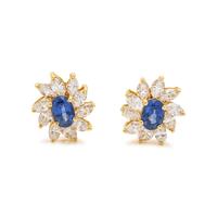TIFFANY & CO., SAPPHIRE, AND DIAMOND CLUSTER EARRINGS