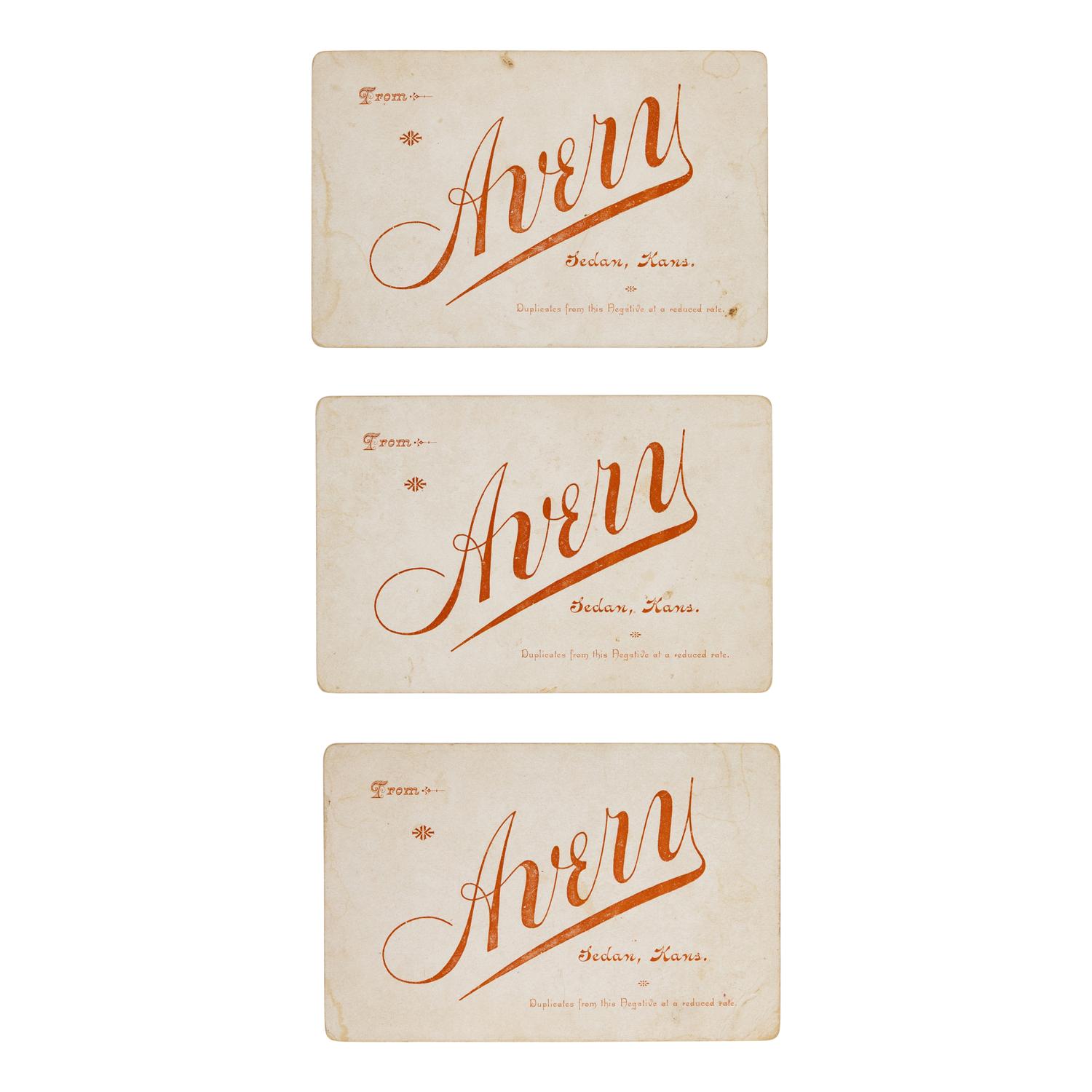 Avery, J.C. A group of 3 cabinet cards of Plains Indians, incl. Cho-Sha-Wat-Sah, Sioux Medicine Man.