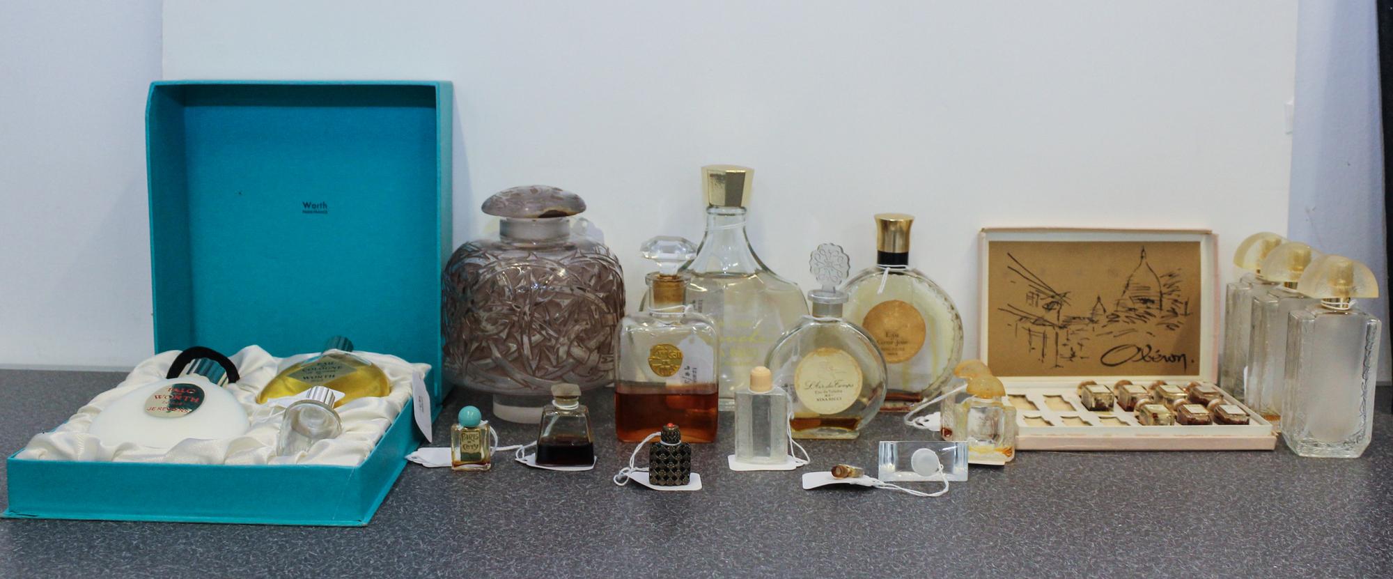 A Collection of French Glass Perfume Bottles