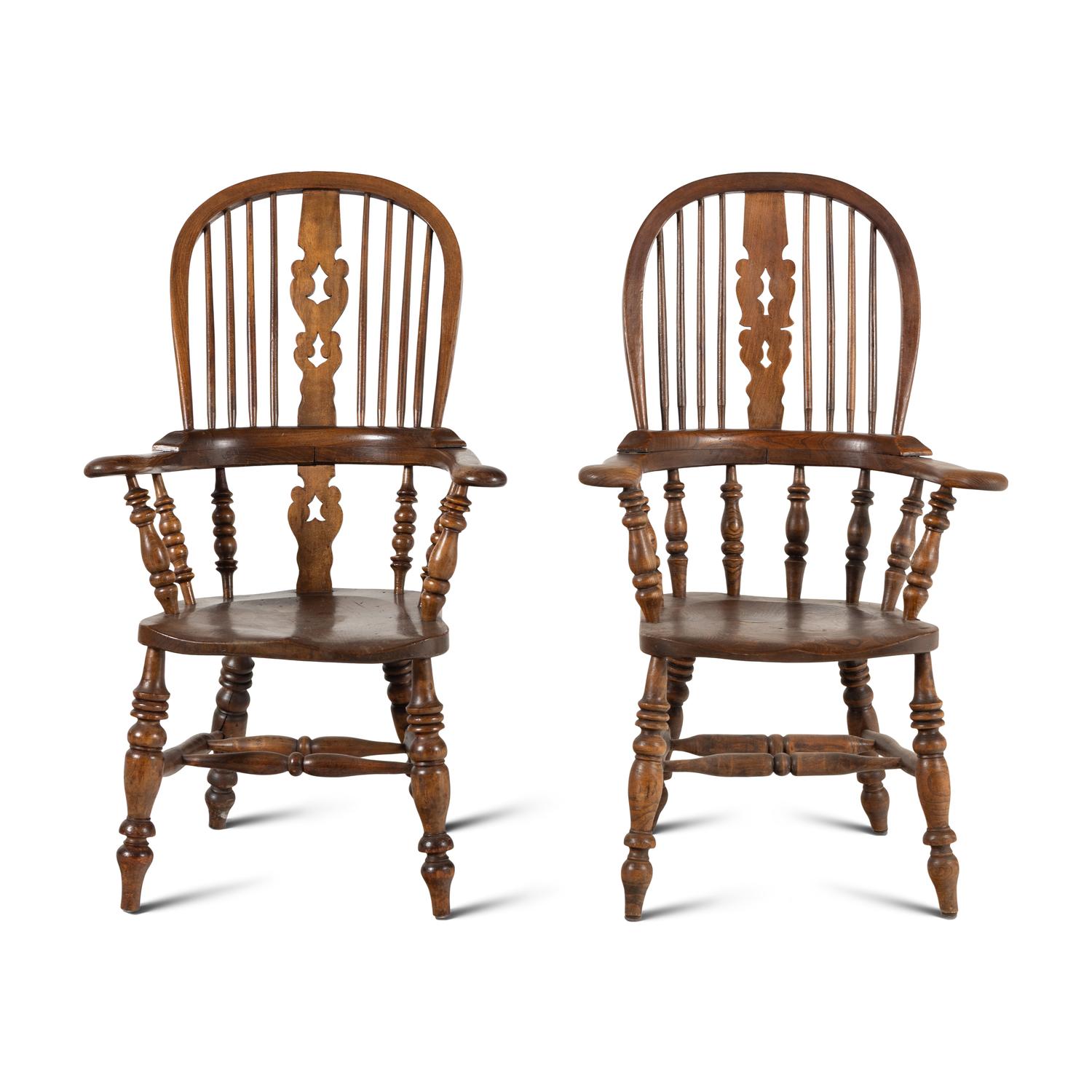 A Matched Pair of Oak Windsor Chairs