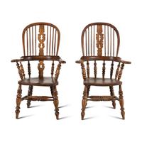 A Matched Pair of Oak Windsor Chairs