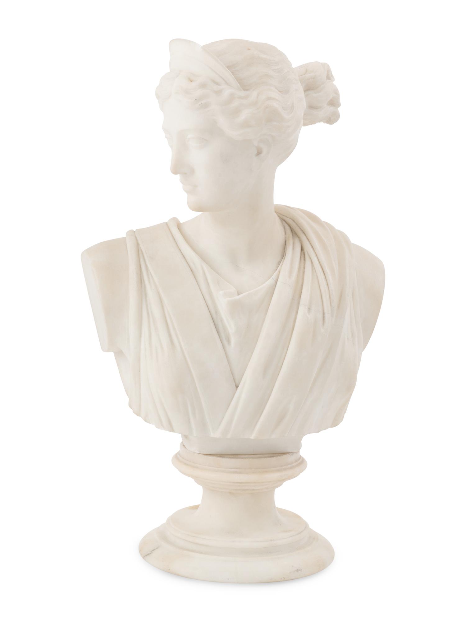 A Continental Marble Bust of Diana of Versailles