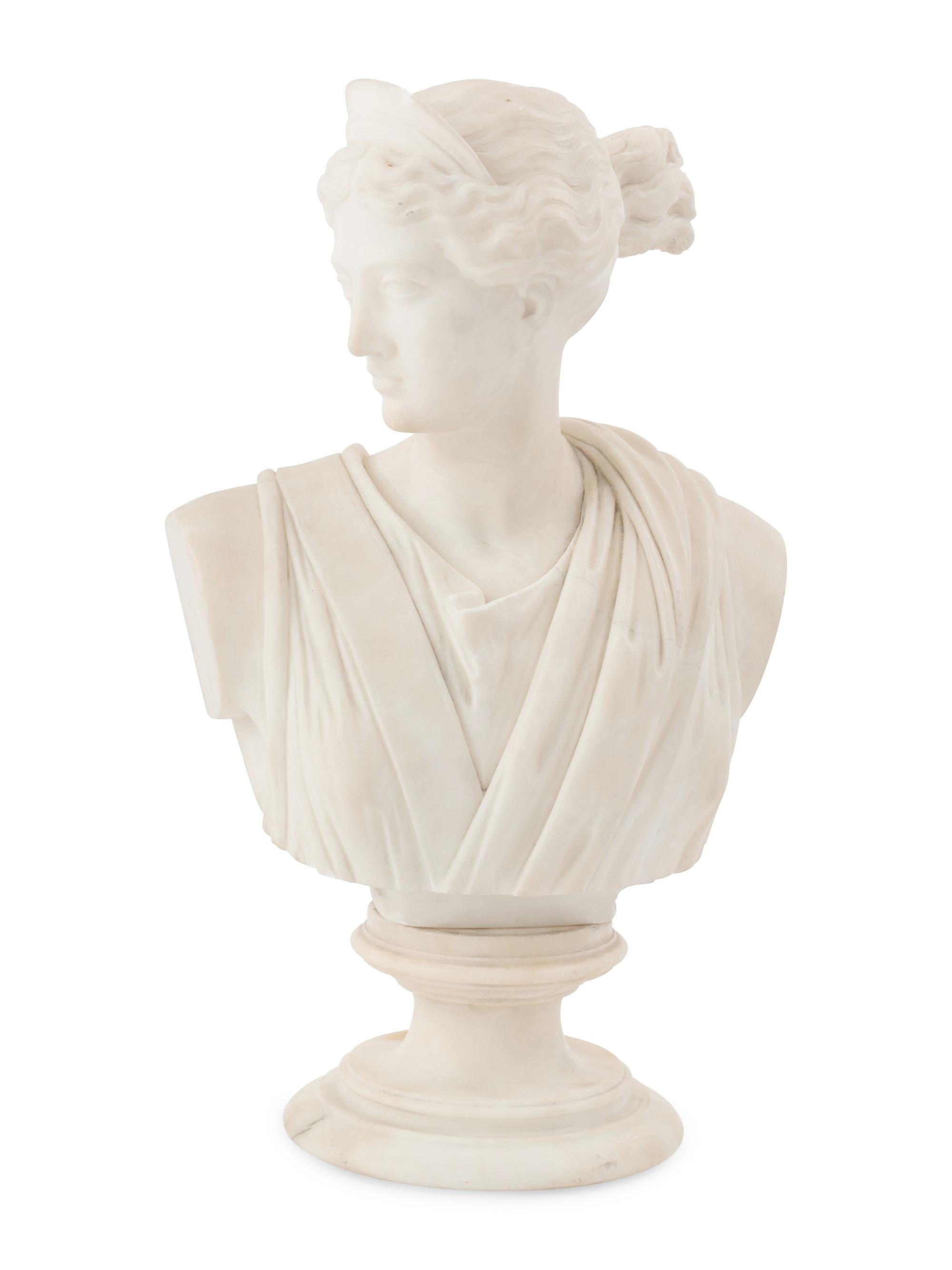 A Continental Marble Bust of Diana of Versailles
