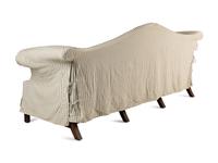 A George III Style Velvet Upholstered Camel Back Sofa