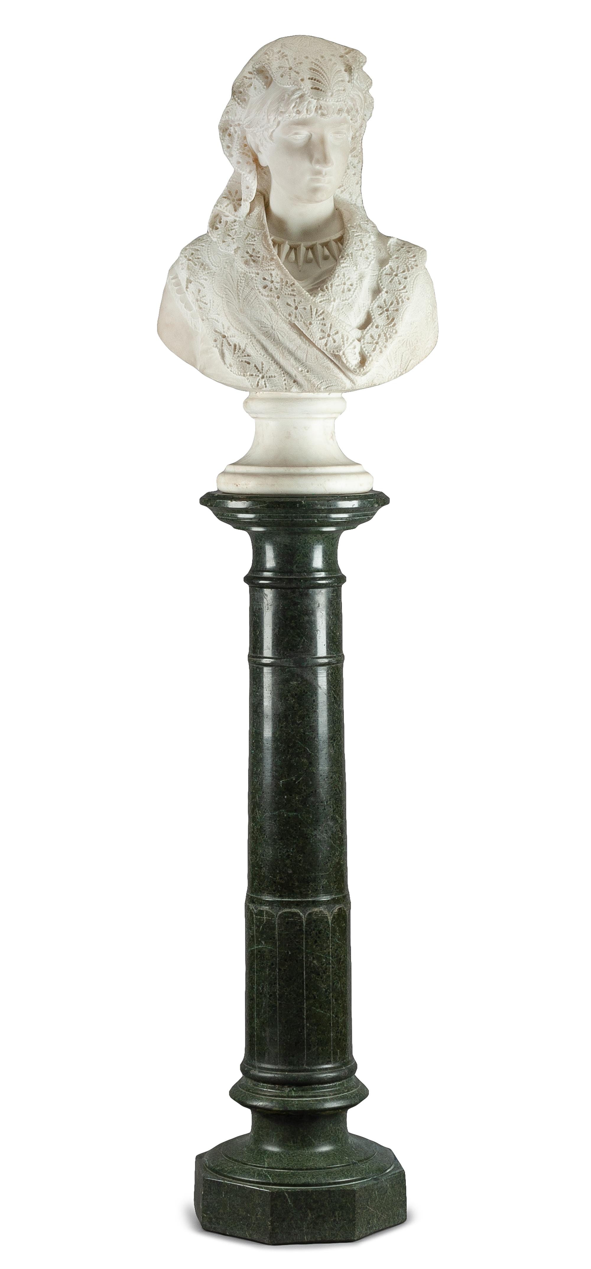 An Italian Carved Marble Bust Height of bust 27 1/2 inches. — LATE 19TH/EARLY 20TH CENTURY