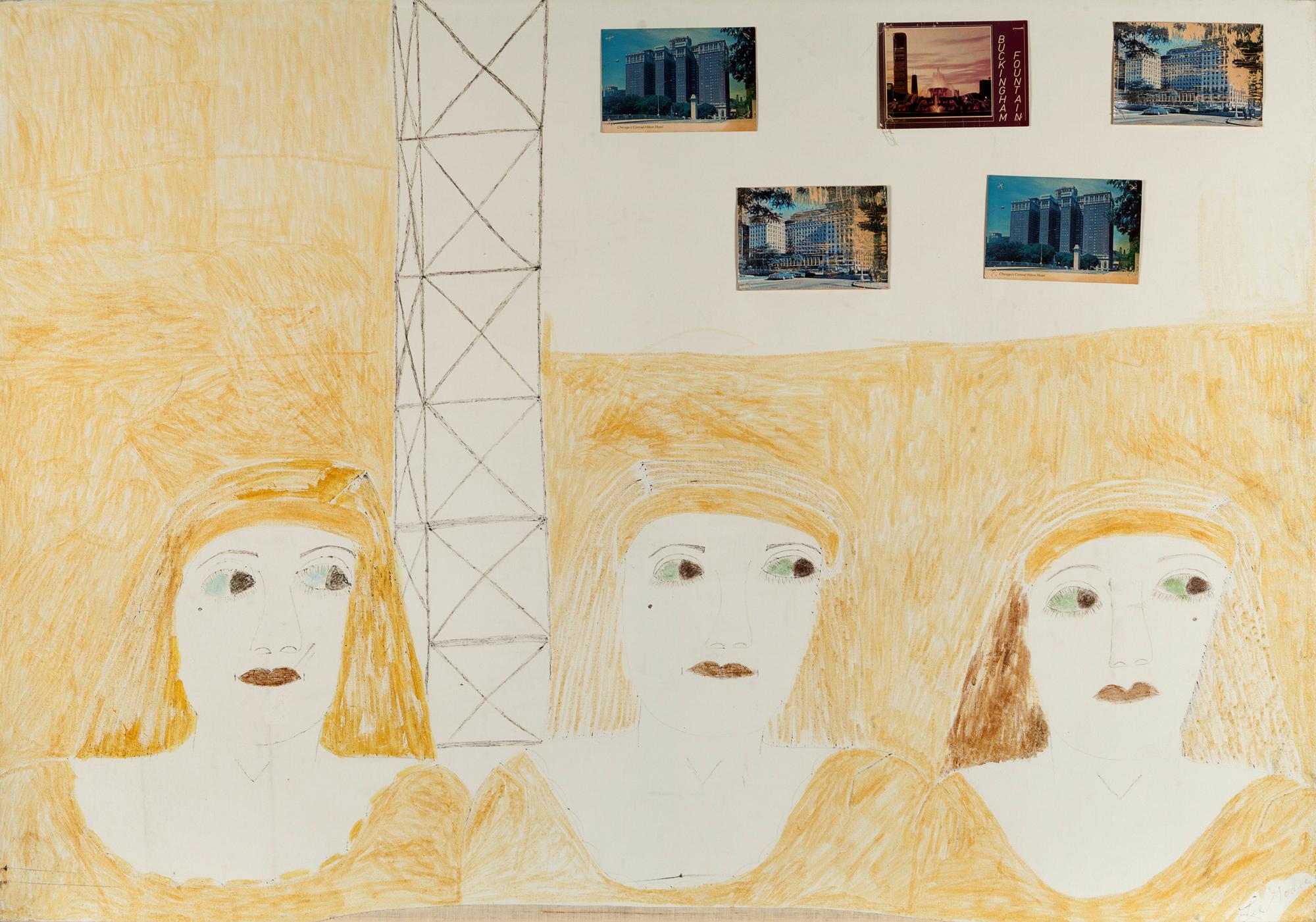 Untitled (Triple Portrait with Postcards)