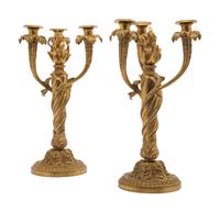 A Pair of French Gilt Bronze Candelabra
