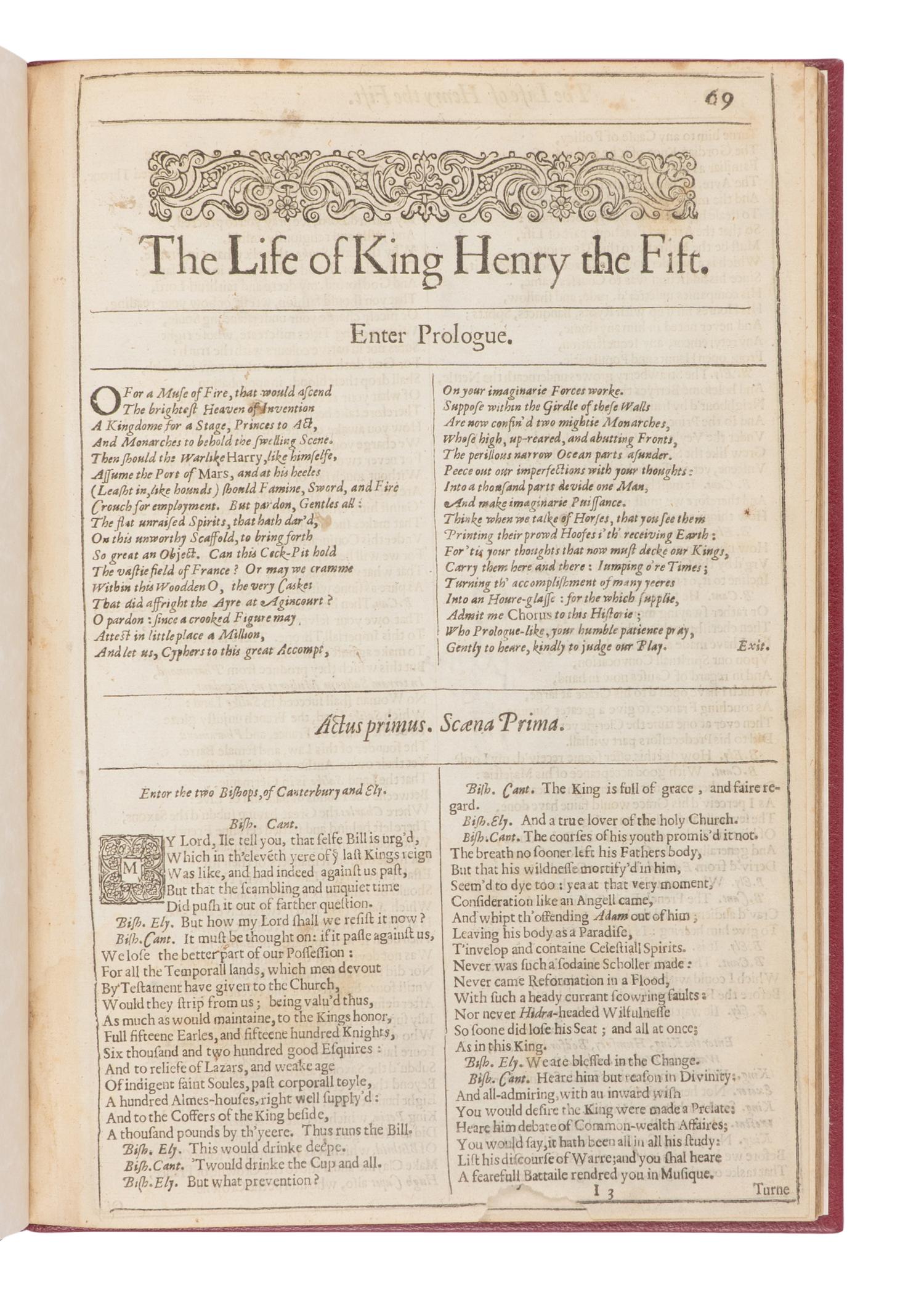 SHAKESPEARE, William (1564-1616). The Life of King Henry the Fifth . -- The first Part of King Henry the Sixt . -- The second Part of King Henry the Sixt . -- The third Part of King Henry the Sixt . [Extracted from: THE SECOND FOLIO ]. [London: printed by Thomas Cotes, 1632].