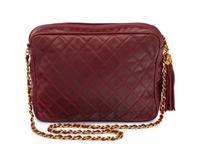 Chanel Red Leather Quilted Handbag, 1980-90s