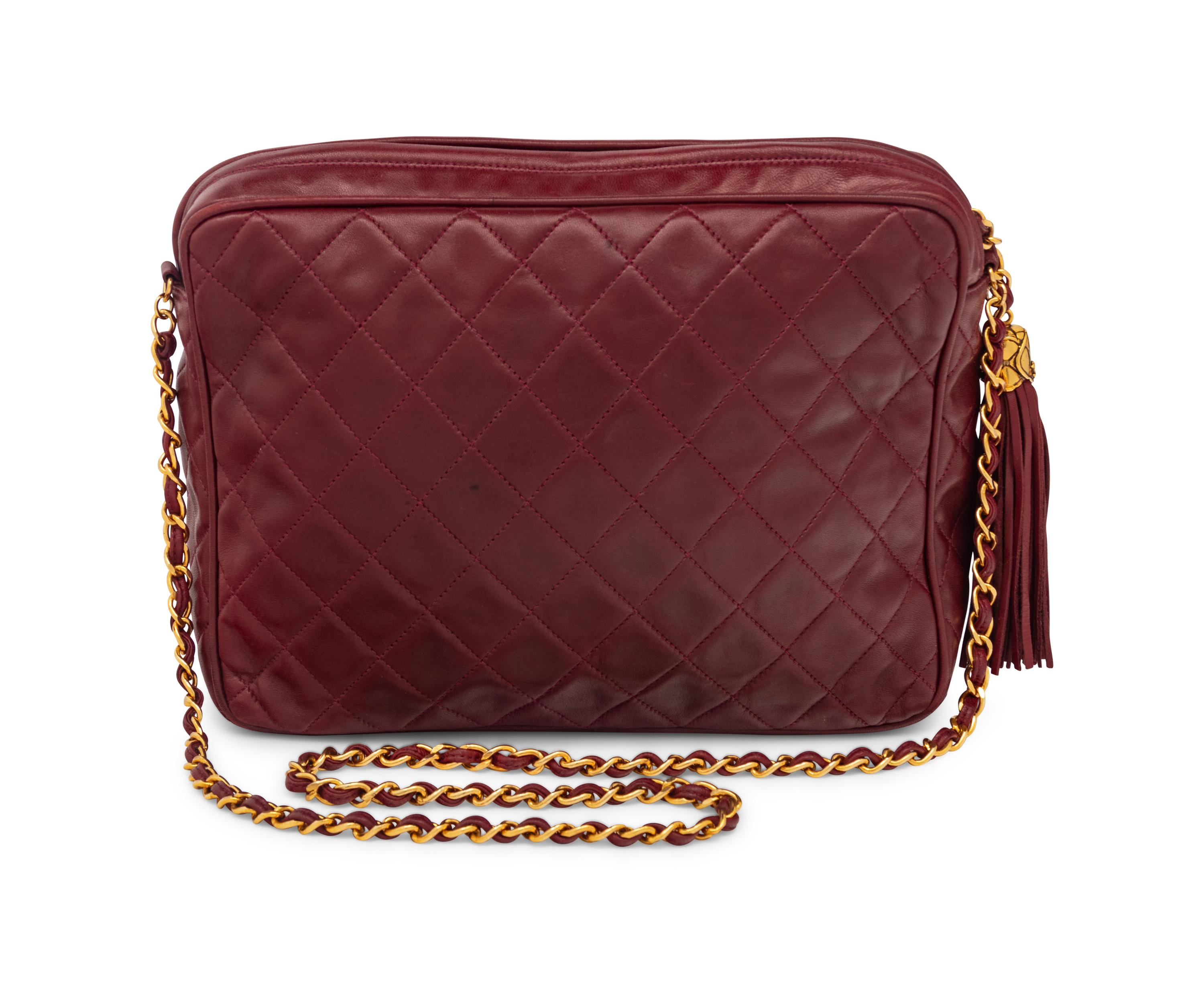 Chanel Red Leather Quilted Handbag, 1980-90s
