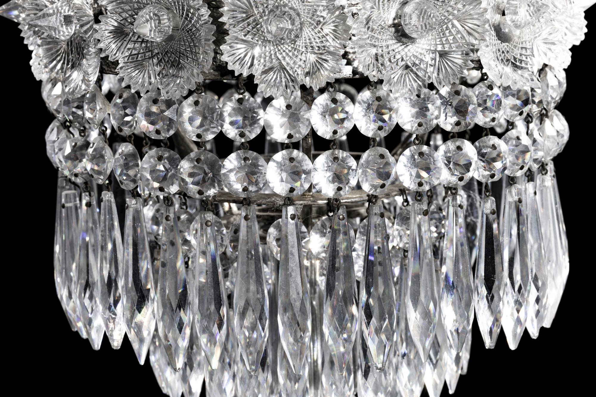 A Pair of Large Bristol Cut Glass Three-Light Candelabra