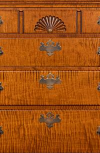A Chippendale Style Tiger Maple Tall Chest