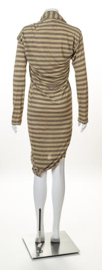 A Vivienne Westwood Khaki Striped Toga Dress, Size Medium.