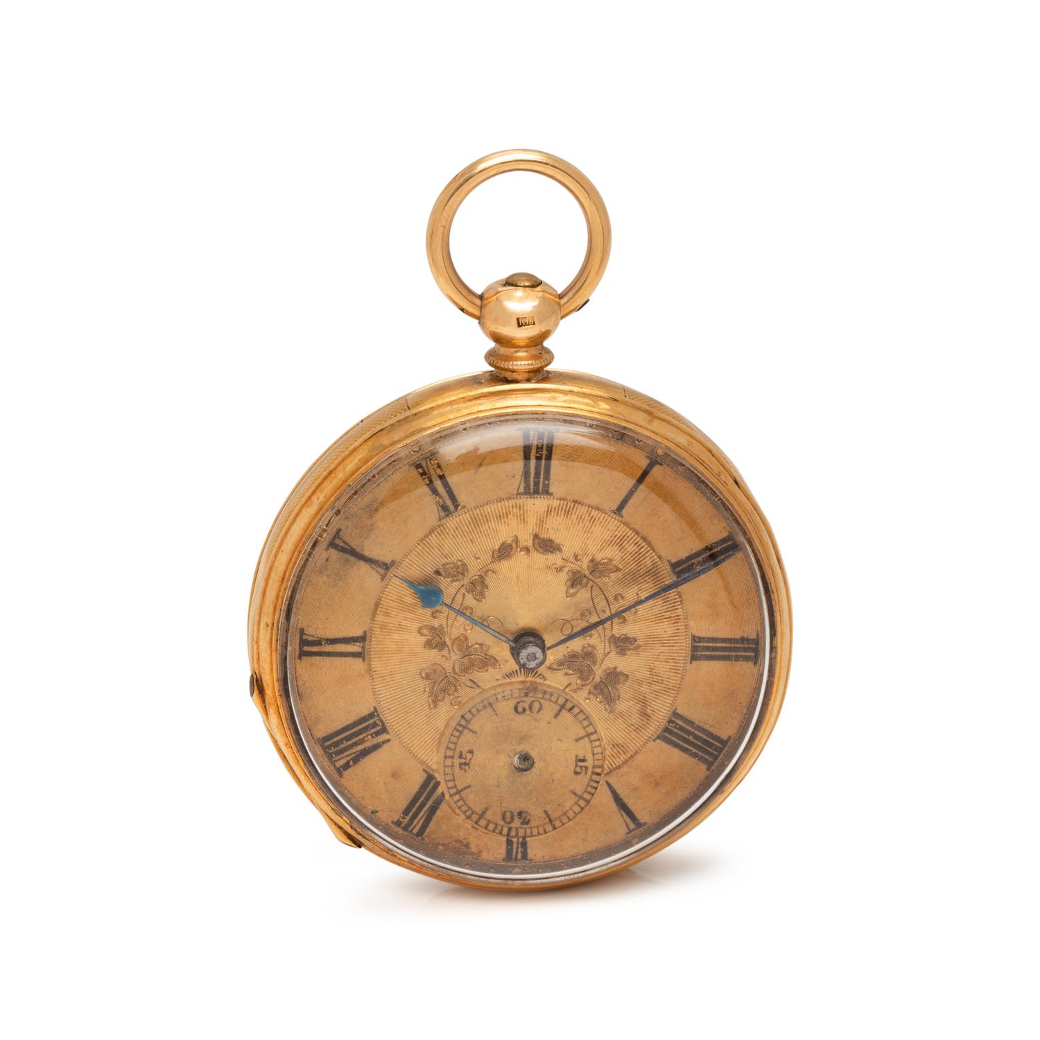 18K YELLOW GOLD OPEN FACE POCKET WATCH