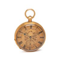 18K YELLOW GOLD OPEN FACE POCKET WATCH