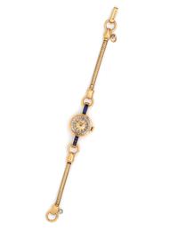 HENRY BLANK & CO., RETRO, YELLOW GOLD, DIAMOND AND SAPPHIRE WRISTWATCH