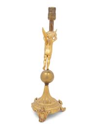 A Continental Gilt Metal Figural Lamp