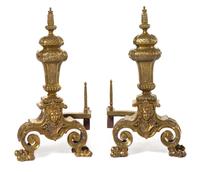 A Pair of Napoleon III Gilt Bronze Andirons