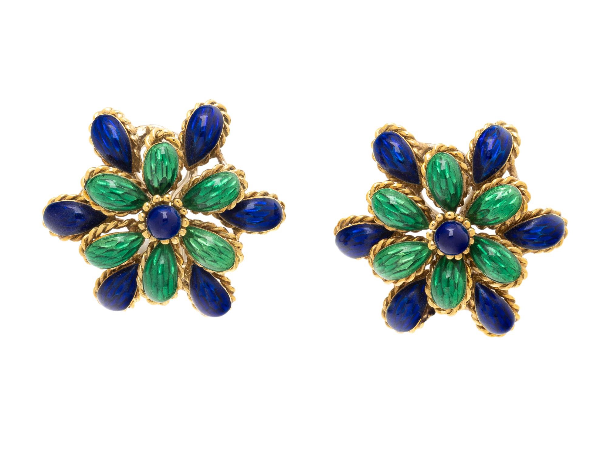 ENAMEL AND YELLOW GOLD EARRINGS