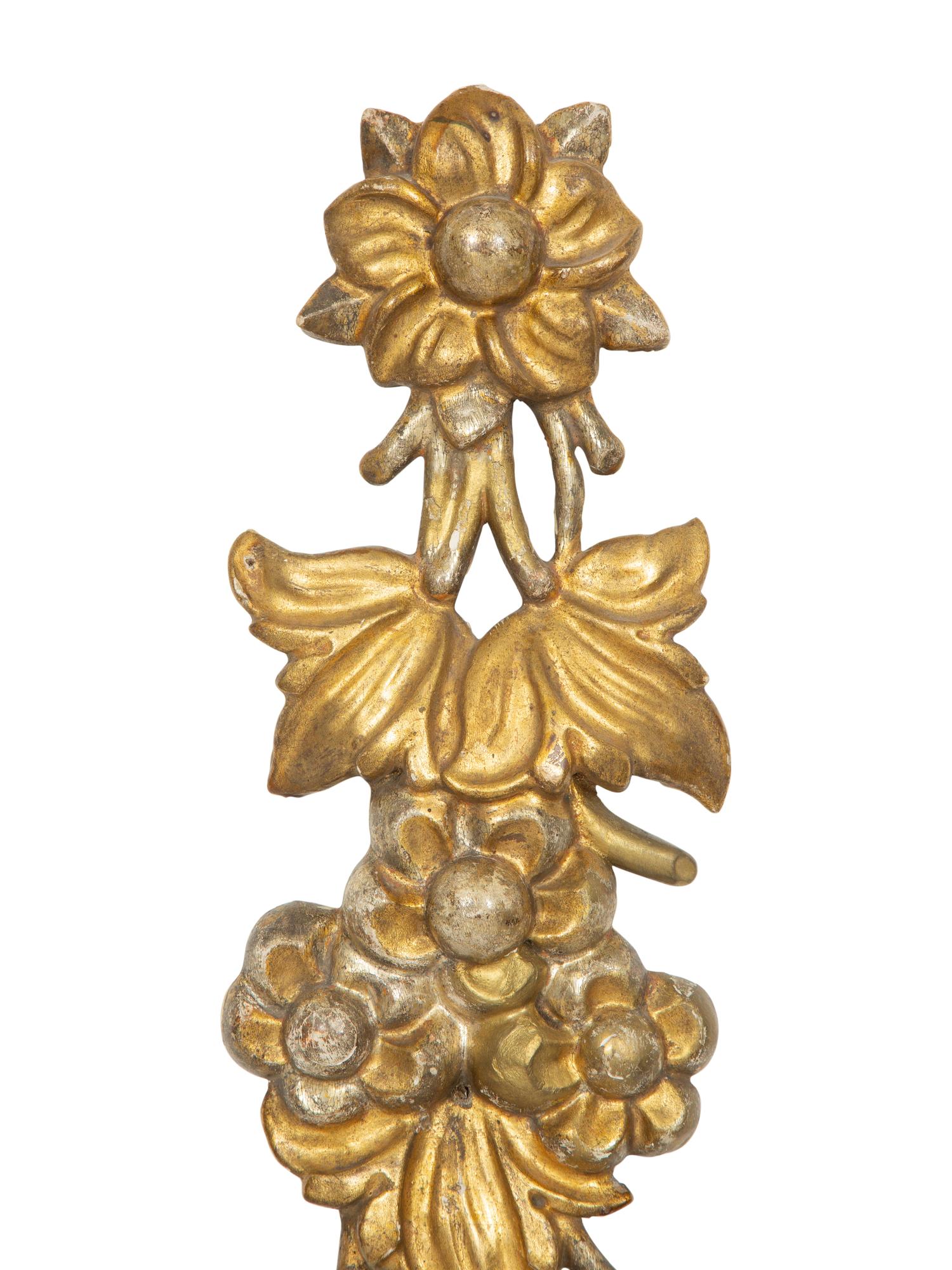 A Pair of Italian Silvered and Gilt Wood Floral Appliques