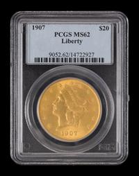 A United States 1907 Liberty Head $20 Gold Coin