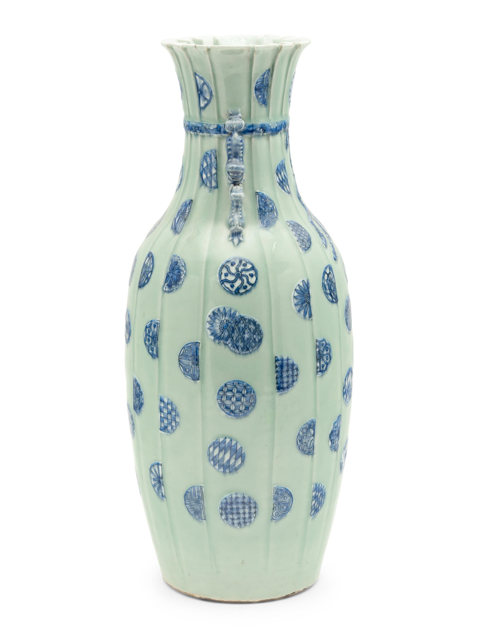 A Chinese Celadon Ground Underglaze Blue Vase
