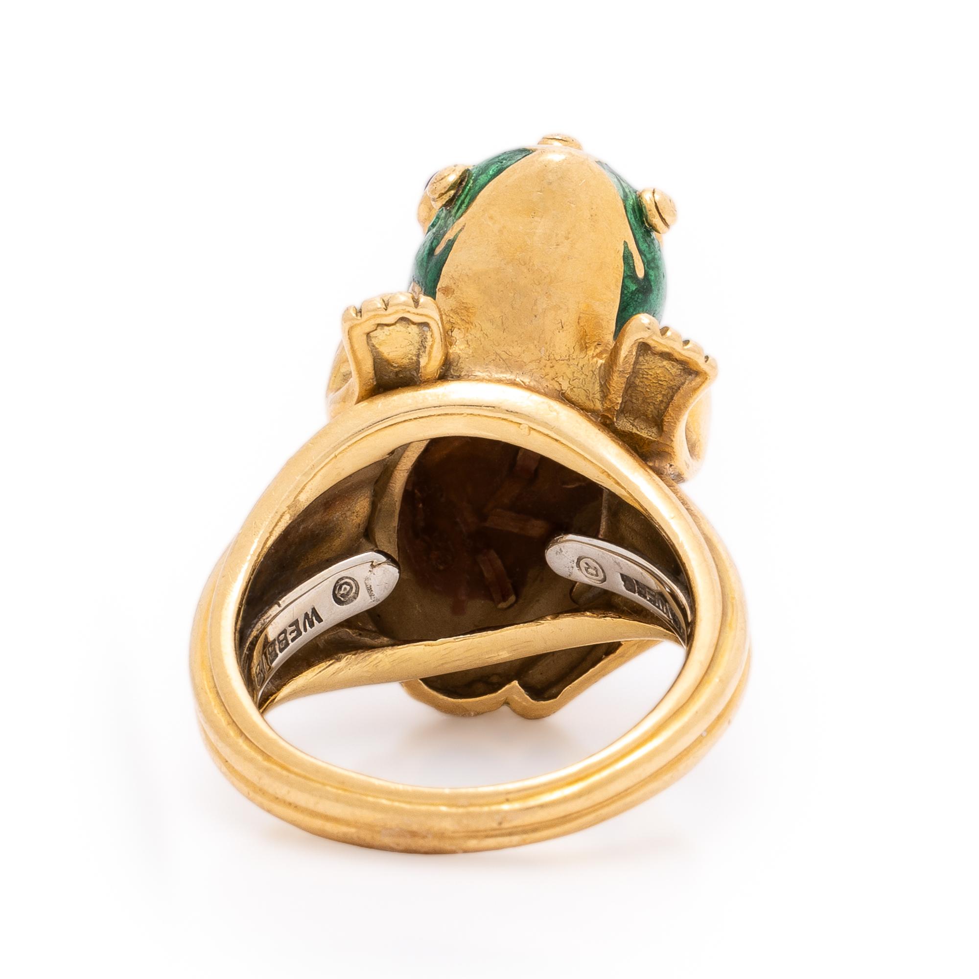 David Webb, Enamel and Ruby Frog Ring