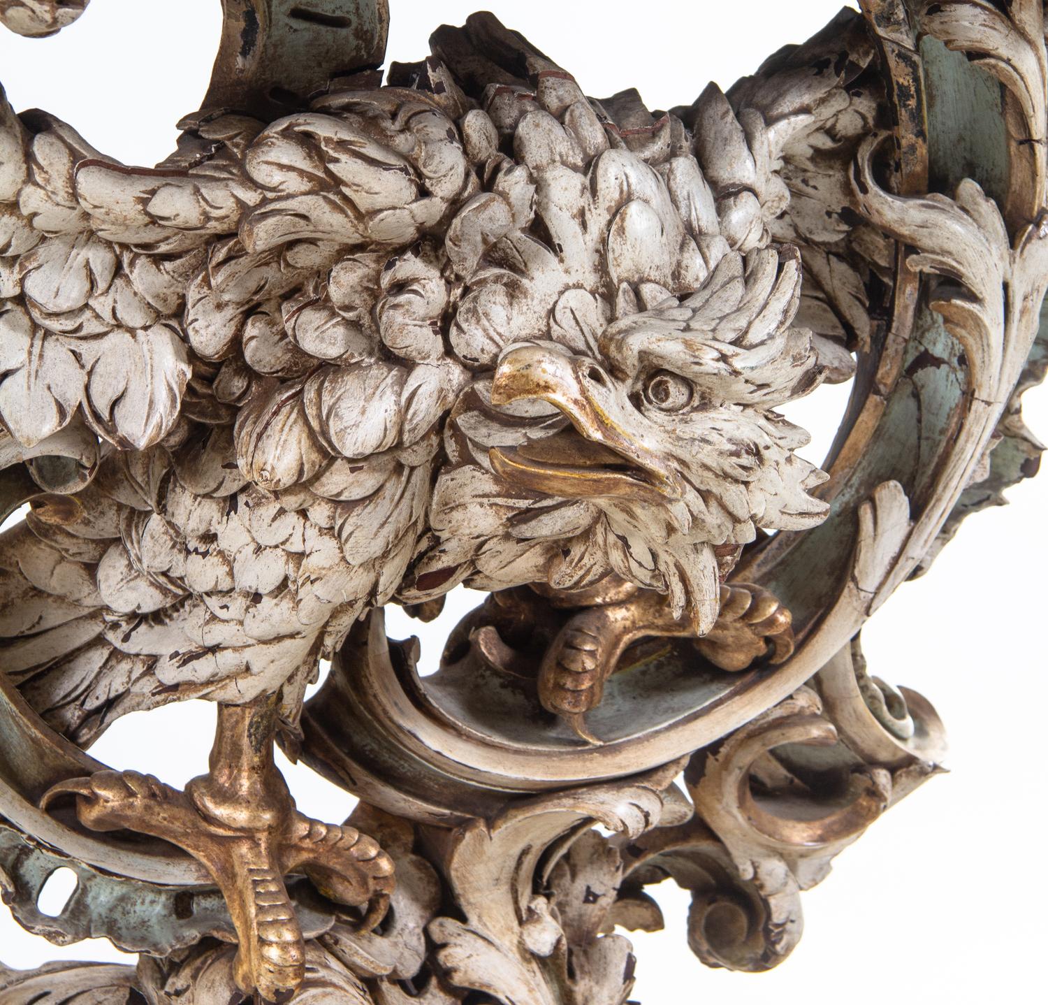 A Pair of George III Style Painted and Parcel Gilt Pier Tables with Faux Marble Tops