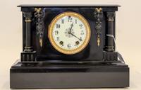 A Victorian Slate Mantle Clock Width 13 3/4 inches. — 19TH CENTURY