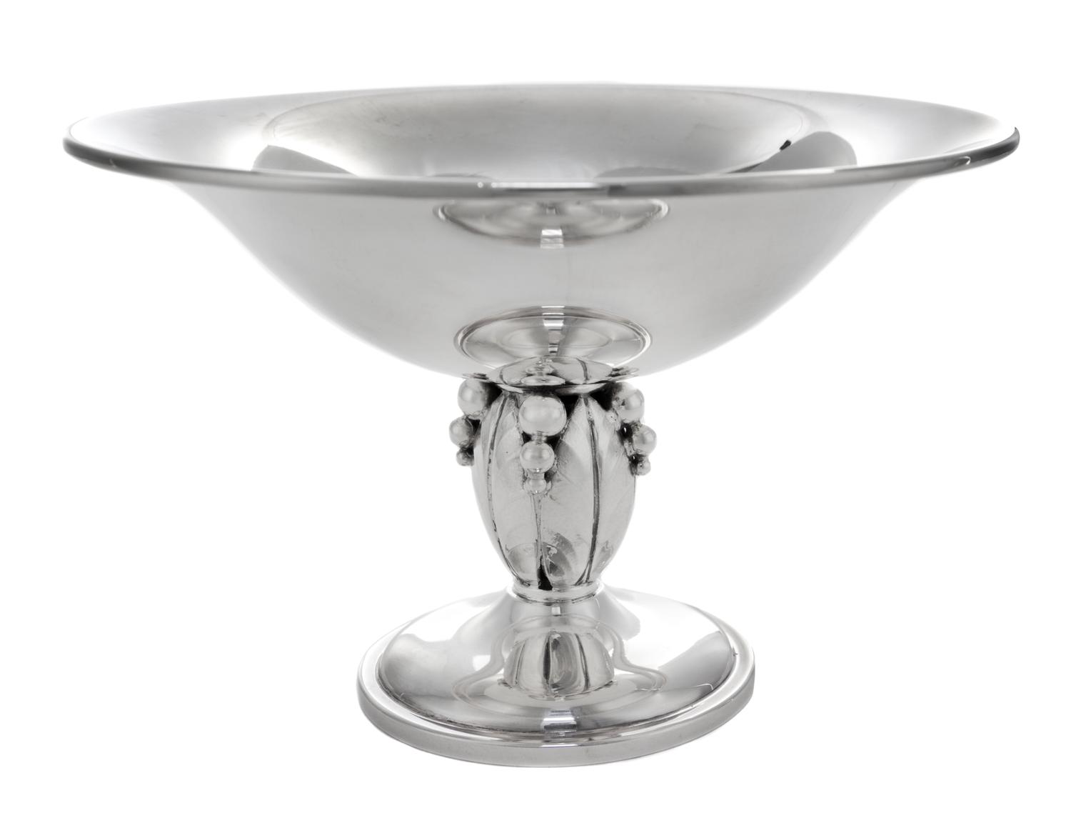 A Danish Silver Compote, Anton F. Rasmussen, the stem having foliate and berry decoration.