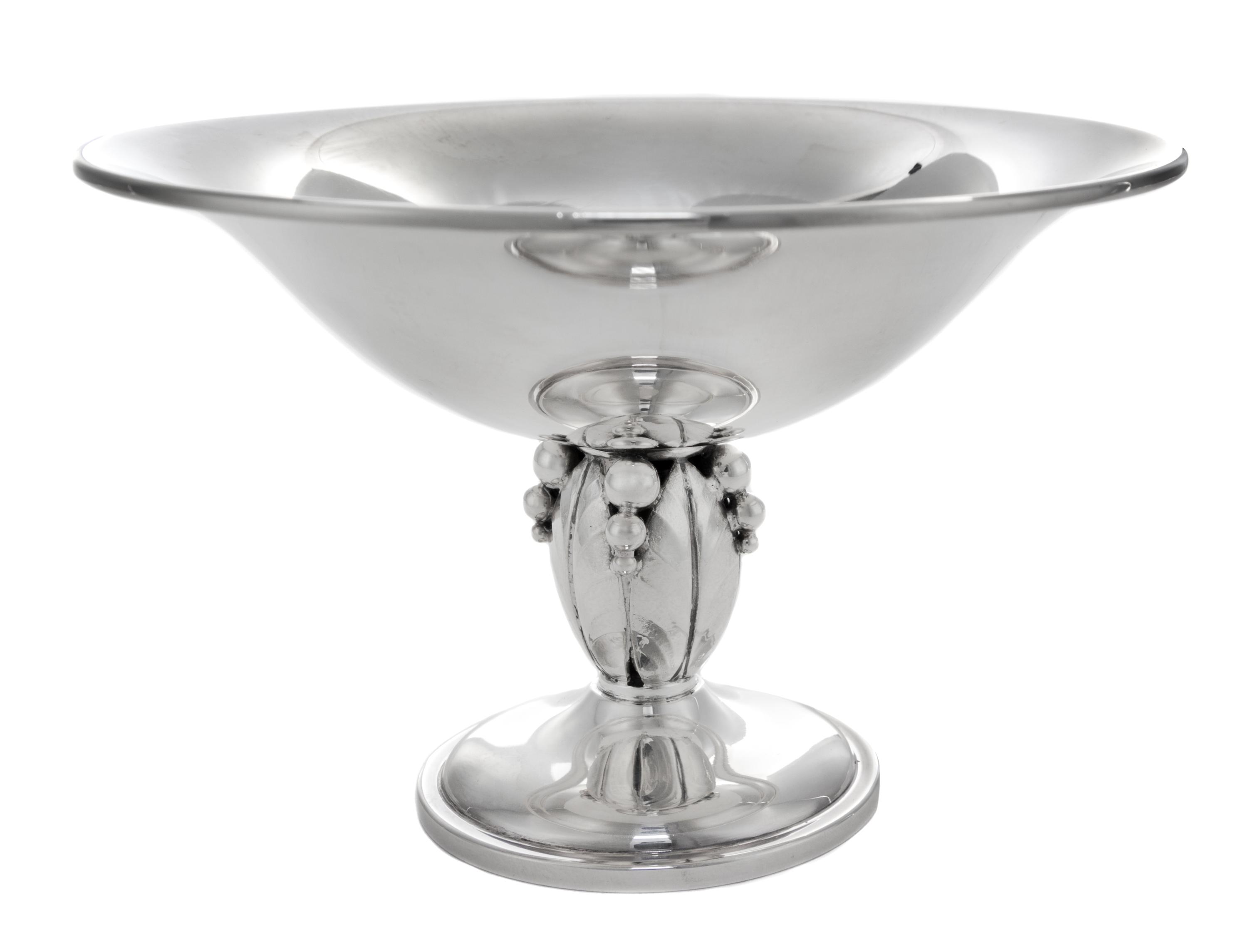 A Danish Silver Compote, Anton F. Rasmussen, the stem having foliate and berry decoration.