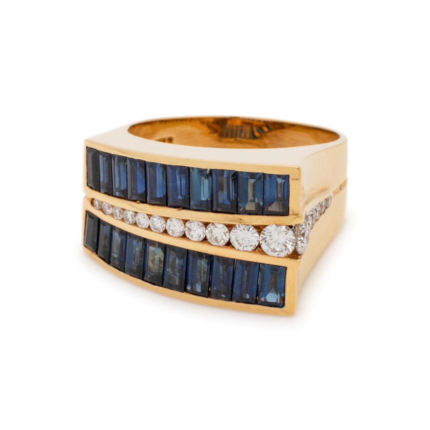 CHARLES KRYPELL, SAPPHIRE AND DIAMOND RING