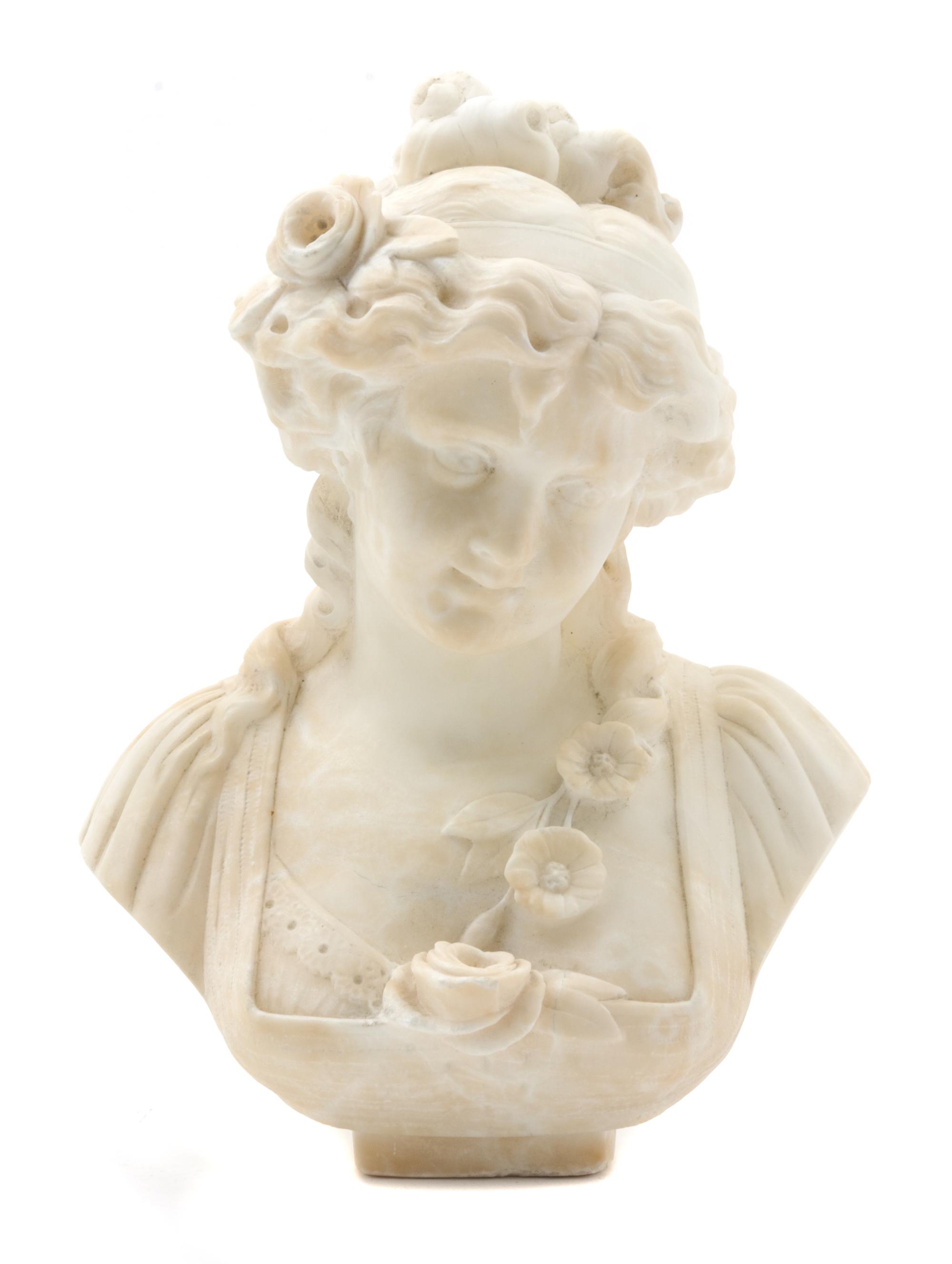 A Continental Marble Bust Height 11 3/8 inches. — 19TH/20TH CENTURY