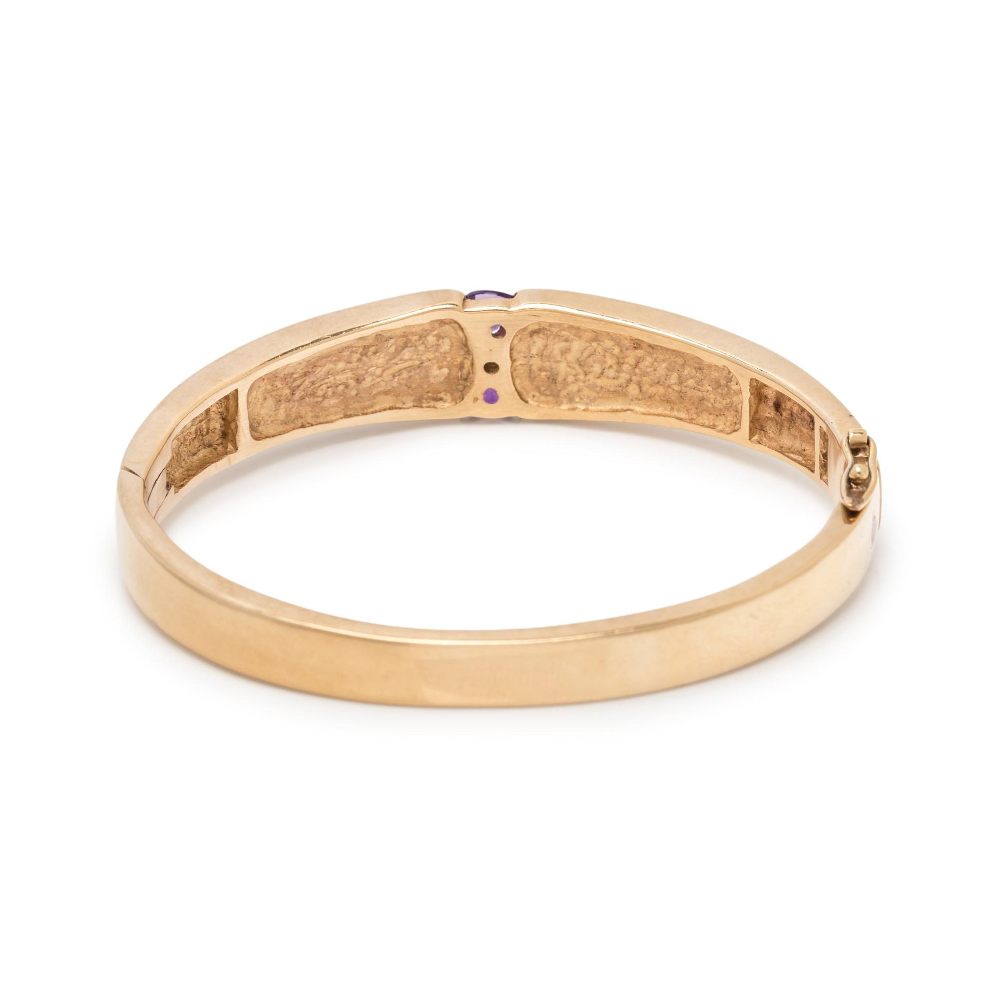 YELLOW GOLD, GEMSTONE AND DIAMOND BANGLE BRACELET