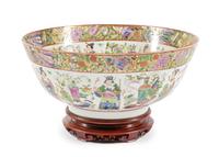 A Rose Canton Porcelain Bowl Diameter 16 1/2 inches.