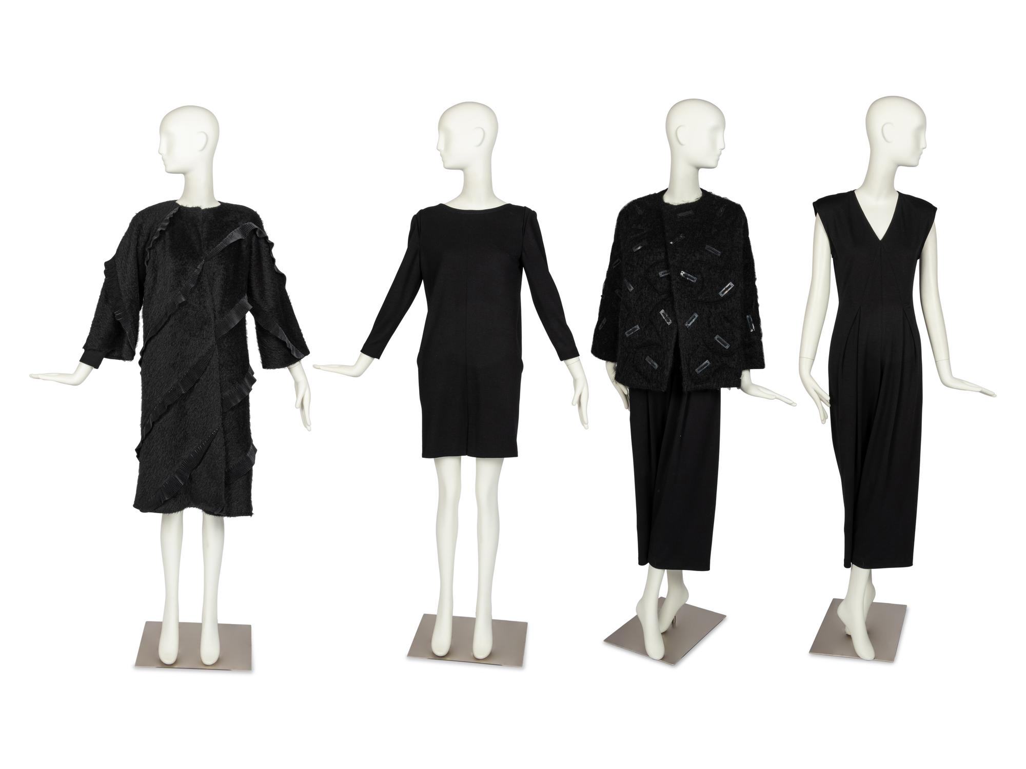 Four Geoffrey Beene Items: Two Coats, One Dress & One Jumpsuit, 1990s