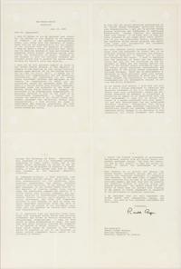 REAGAN, Ronald Wilson (1911-2004). Typed letter signed (“Ronald Reagan”), to Edward Joseph PERKINS (1928-2020), U.S. Ambassador to Liberia from 28 August 1985 to 22 October 1986. The White House, Washington, D.C., 15 July 1985.