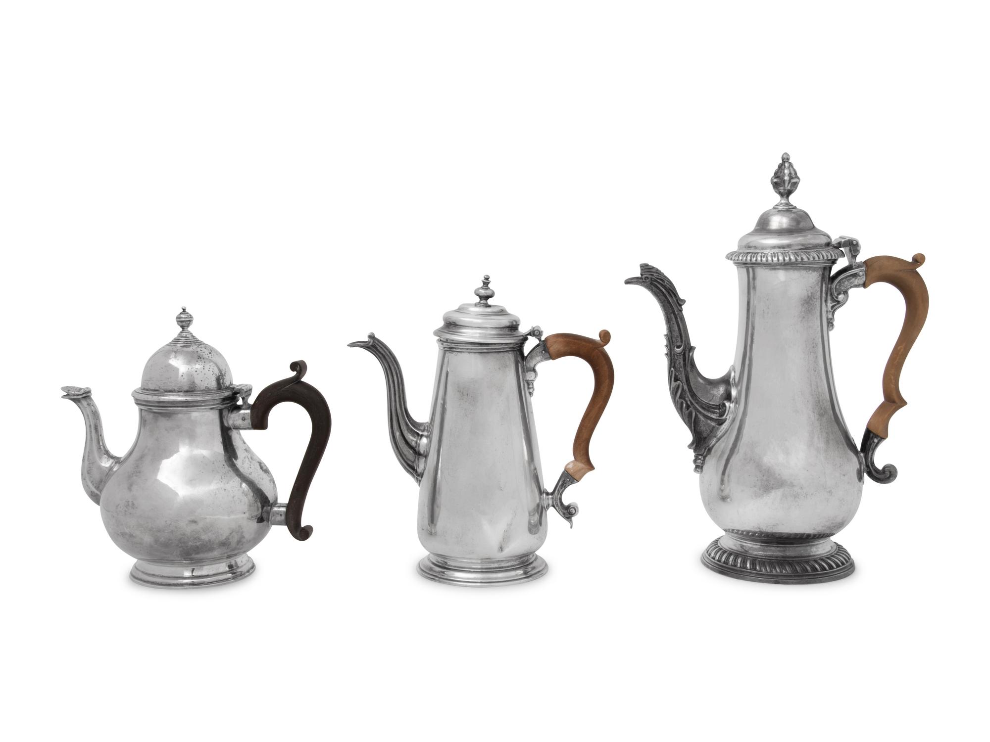 Three English Silver Teapots