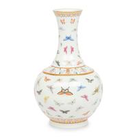 A Chinese Famille Rose 'Butterflies' Bottle Vase, Guangxu Six-Character Mark 光緒款 粉彩百蝶圖賞瓶